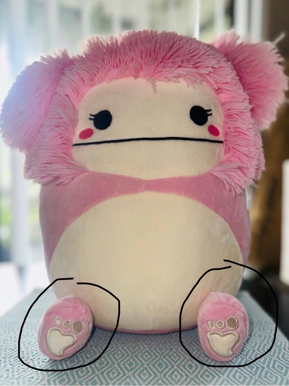 Squishmallows Pink and Cream Plush Cuddler with Paw Details